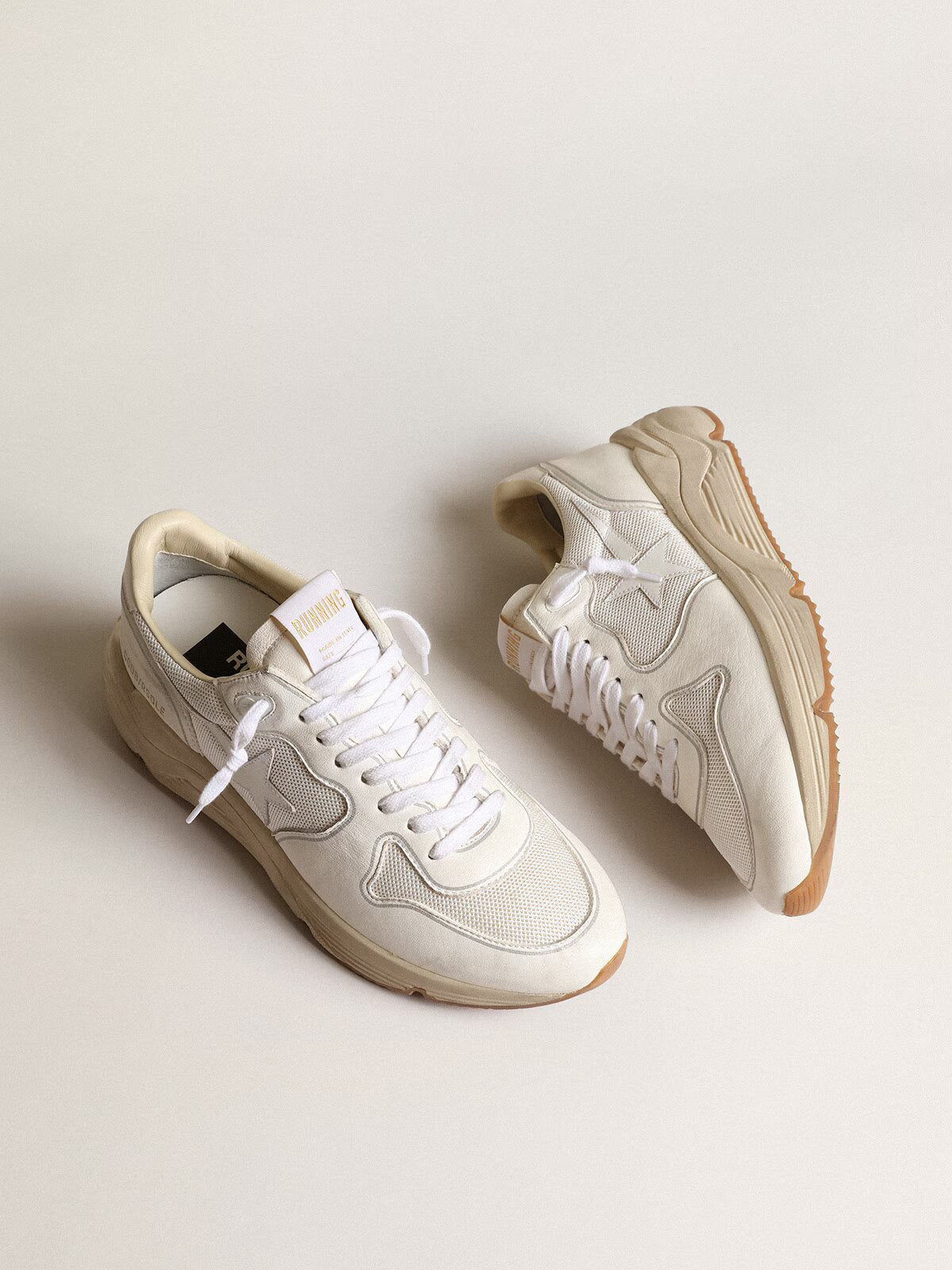 GGDB - Running Sole en mesh et cuir nappa blancs