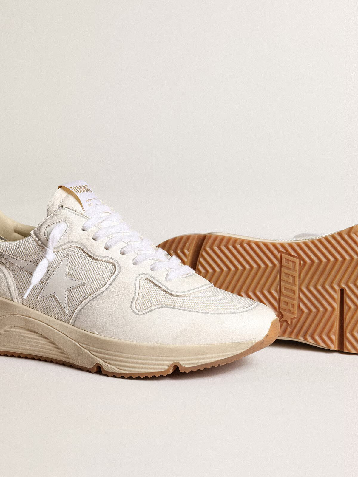 GGDB - Running Sole en mesh et cuir nappa blancs