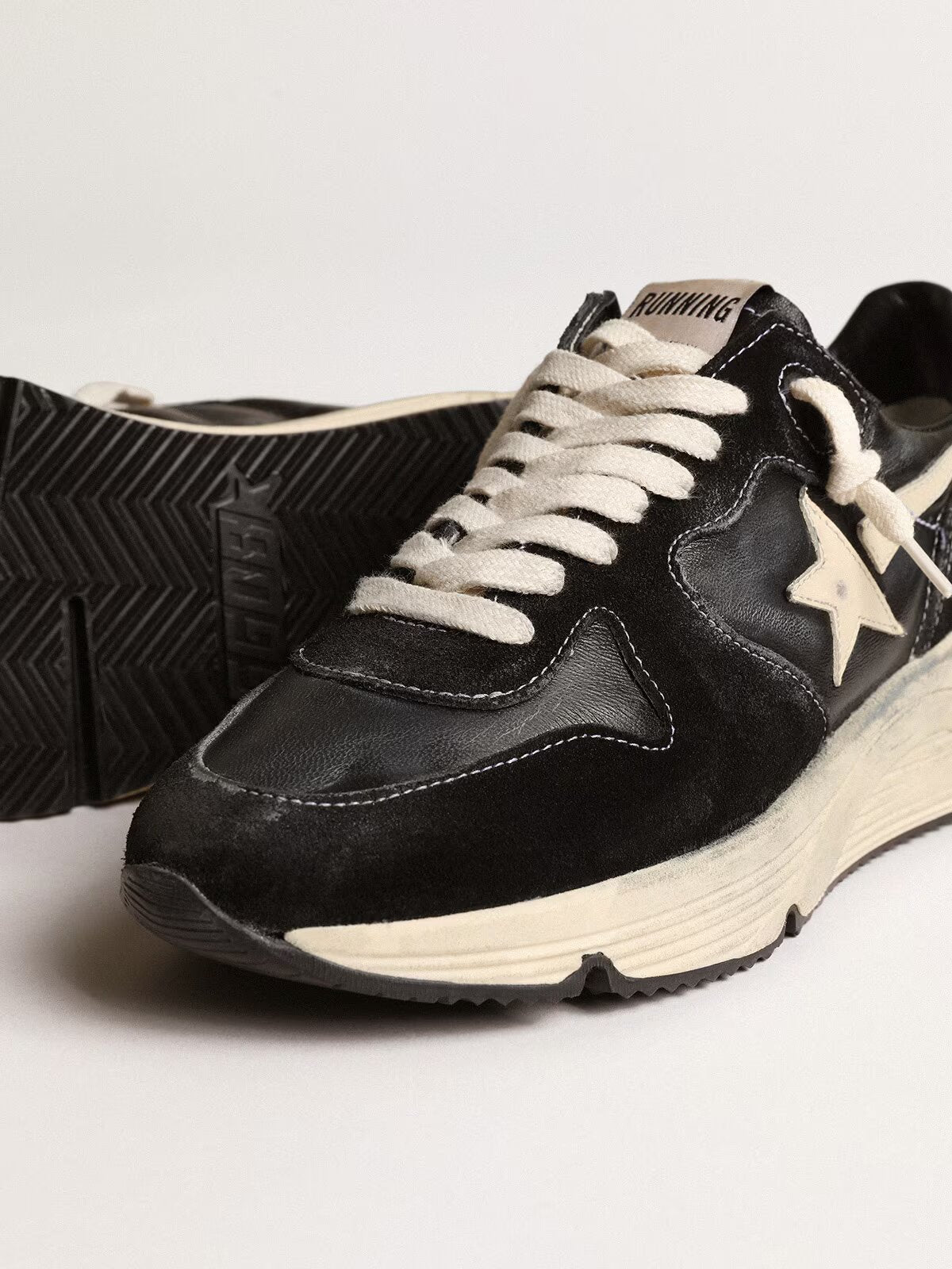 GGDB - Running Sole en cuir nappa et suède noirs